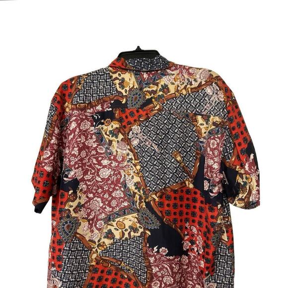 Diana Marco Vintage 100% Silk Baroque Equestrian Patchwork Print Shirt 16 - Picture 6 of 9
